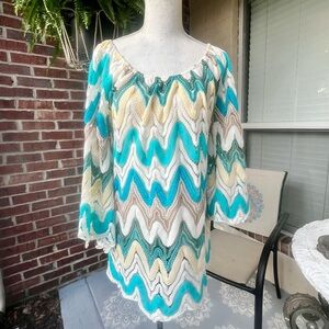 SI Avance Lady’s Tunic. See Thru Crochet Design Size Unknown:EUC